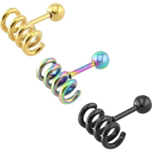 Punk earrings for men jewelry biker stainless steel small stud ear gold black color earrings for women brincos para as mulheres