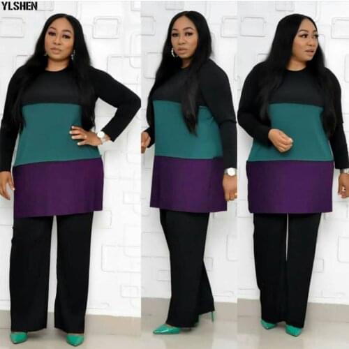 Super Size 2 Piece Set African Clothes New Fashion Pleated African Suit (Top And Trousers) Dashiki African Dresses For Women