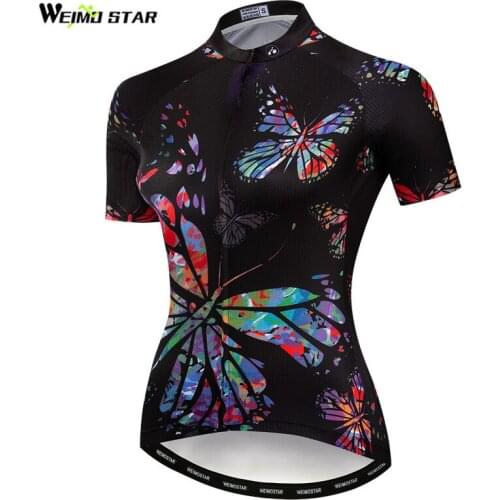 Weimostar Beautiful Cycling Jersey Women Short Mountian Bicycle Clothing Maillot Ciclismo Quick Dry MTB Bike Wear Cycle Jersey