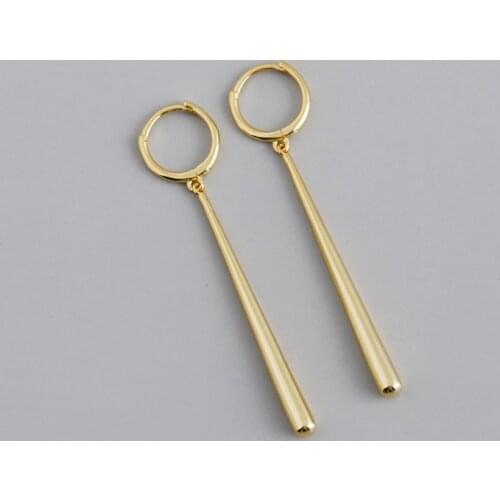 925 Sterling Silver Long Strip Hoop Earrings for Women French Gold Silver Waterdrop Earrings Jewelry 2021 New