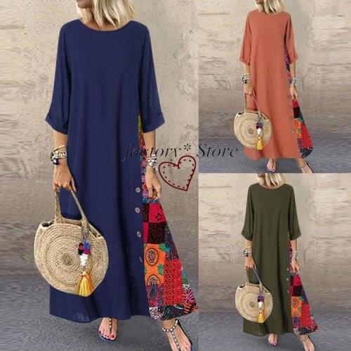 Dresses Woman Party Night Print Panel Long-Sleeve Dress Regular Young Style