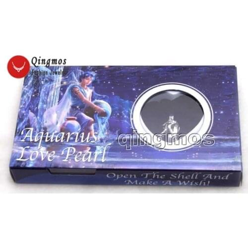 Qingmos Constellation Gift One Box Wish Pearl Chokers Necklace for Women & Aquarius Pendant Oyster Love Pearl Necklace-w3642