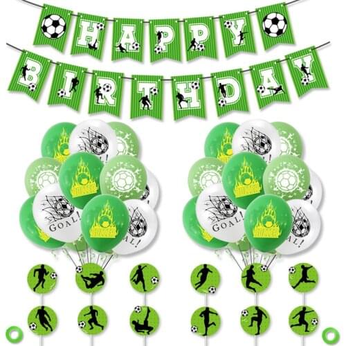 1set World Cup Football Balloons Happy Birthday Banner Cake Toppers Football Theme Birthday Party Decoration Adult Kids Gifts