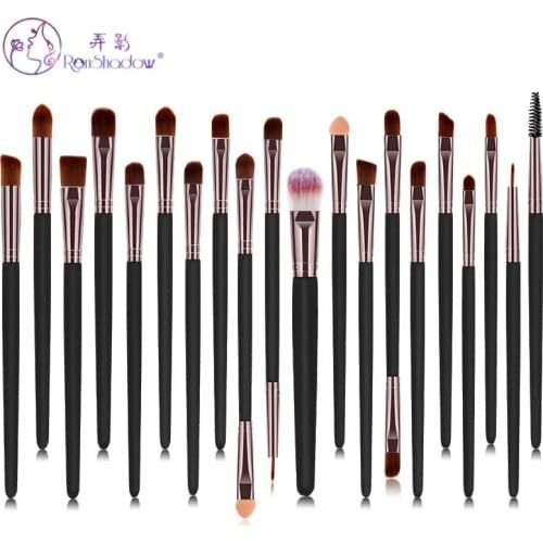 20Pcs Makeup Brushes Set Black Coffee Wooden Handle For Eye Shadow Powder Eyeliner Eyelash Eyebrow Make Up Brush Beauty Tool