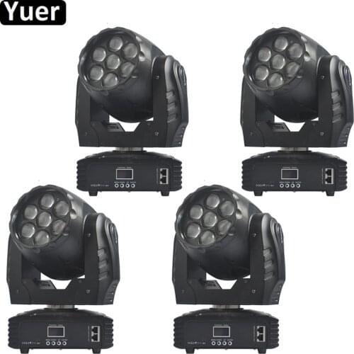 4Pcs/Lot 7x12W Moving Head Beam Bee Eye LED Effect RGBW Zoom Lyre Wash Dj Club Light DMX LED Beam for Disco Stage Wedding Party
