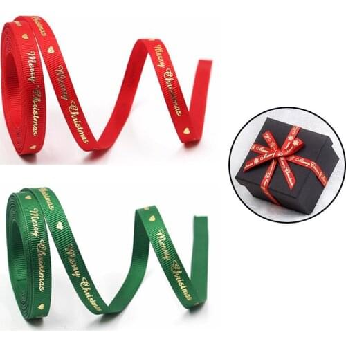 5 Yards 10-25mm Christmas Collection Ribbons Printed Tree Elk Dots Grosgrain Ribbons Red Green Satin Ribbon Decoration Craft