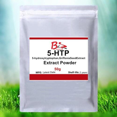 50-1000g Pure 5-HTP Powder,Ghana seed extract,5-hydroxytryptophan,Central analgesic,Antidepressant,antihypertensive,anti stress