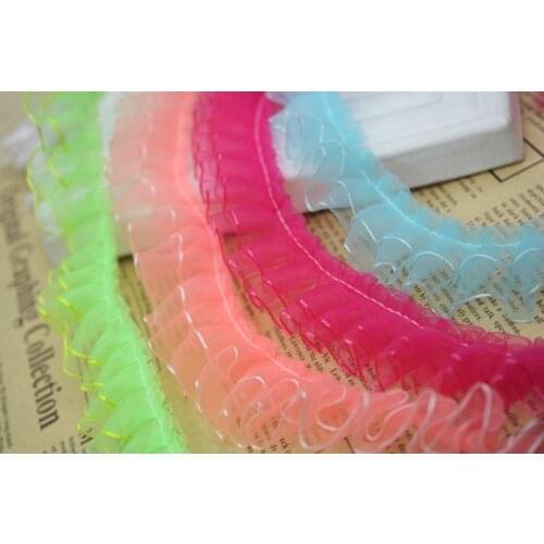 60yards 2.5cm 1inch various non stretch colors Double Layer Ruffle lace Multicolor clothes laciness accessories