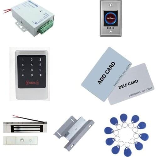Standalone access control kit,metal controller power+180kg magnetic lock+180kg ZL-bracket+exit button+10 keyfob ID tag,sn:Tset-5