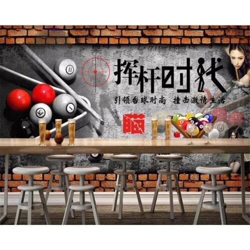 Beibehang wall papers home decor Times swing billiard hall billiard room brick wall background wall wallpaper for walls 3 d