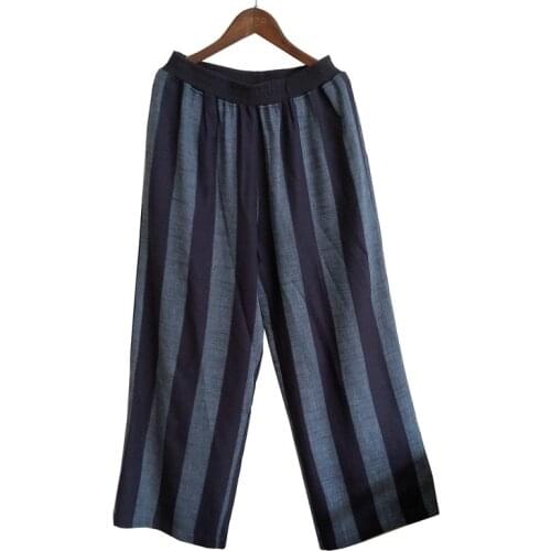 Women Loose Patchwork Elastic Waist Stripe Pants Ladies Loose Stripes Trousers Female 2021 Sprign Summer Pants