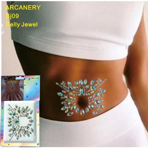 BJ09 1 Piece Resin Belly Chain Jewelry Rhinestone Body Jewelry Sticker Best for low-waisted body Art Tattoo Sticker