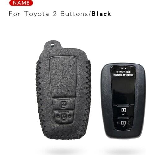 Leather Car Key Cover Shell For Toyota Camry Corolla C-HR CHR Prado RAV4 Avalon Land Cruiser 200 Prius Crown Fortuner LC200 2019