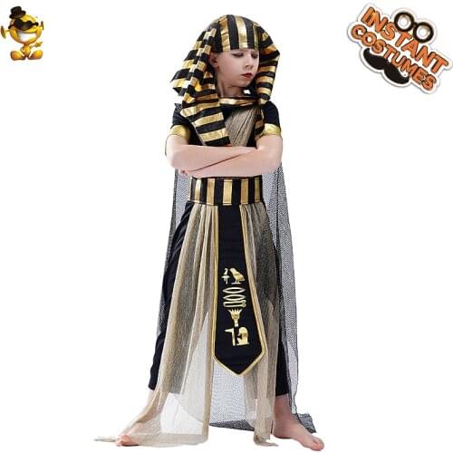 Kids Boys Egyptian Deluxe Pharaoh Costume Cosplay Halloween Children Egypt Pharaoh Clothes Costume