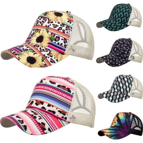 Flowers Breathable Outdoor Sports Sun Cap For Women Men Fashion Mesh Snapback Hat High Quality Adjustable Casual Baseball Hat