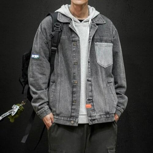 Denim jacket men autumn new style Korean style trendy handsome tooling mens jacket tide brand mens jacket Jean Multi-pockets