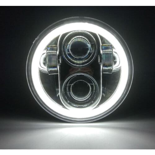5.75" Motorcycle LED Halo Projector Headlight with White Angel Eye DRL for Sportster Iron 883 Dyna '05-'06 FLSTSC