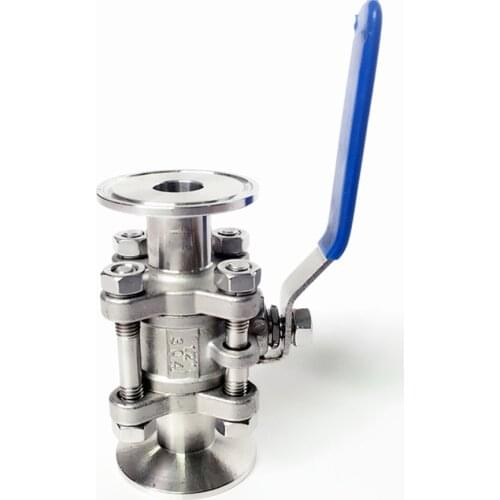 Fit DN15/DN20/DN25/DN32/DN40/DN50 Pipe x 1.5"2"3"4" Tri Clamp Full Port 3-PC Ball Valve SUS304 Stainless Steel Homebrew Beer