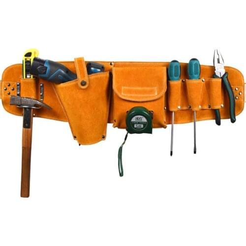 Cowhide Tool Bag Waist Tool Pouch Belt Storage Holder Organizer Adjustable Electric Drill Bag for Screwdriver Hardware Toolkit
