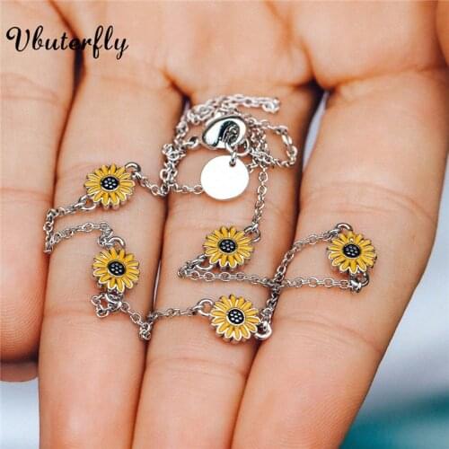 Dainty Sunflower Necklace, Sunflower Jewelry, Gift for Best Friend, Wife Gift For Mom, Bridesmaid Gifts, Flower Necklace LI39FJ