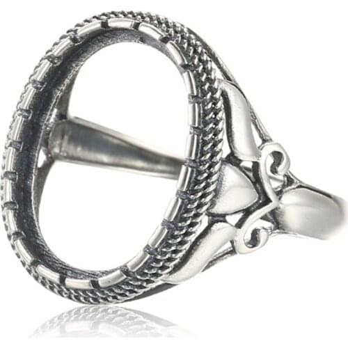 Ring Setting for 12x16mm Oval Cabochons Ring Blank Thai Sterling Silver Adjustable Band Ring Base SR0069