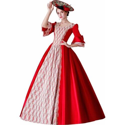 Royal Dress 18th Century Red Costume Hallowmas Clothing Christmas Party Dress ball gown