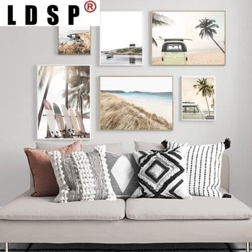 LDSP Tropical Summer Sea Beach Surf Landscape Nordic Canvas Nature Painting Wall Art Print Poster Picture Modern Home Decor