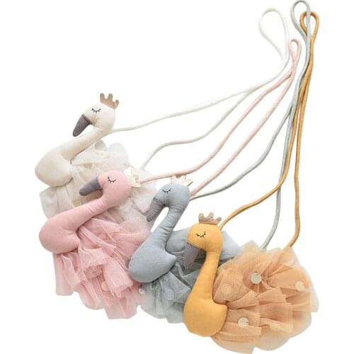 Cute Fluffy Cartoon Swan Shape Bag Women Cartoon Bag Fluffy Animal Crossbody Bag Shoulder Bag Fur Soft Strip Bag Plush back pack