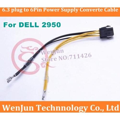 10PCS/LOT Video Card Modified Cable, Plug spring 6.3 plug to 6pin Female Power Supply Converter Cable For DELL 2950 Service