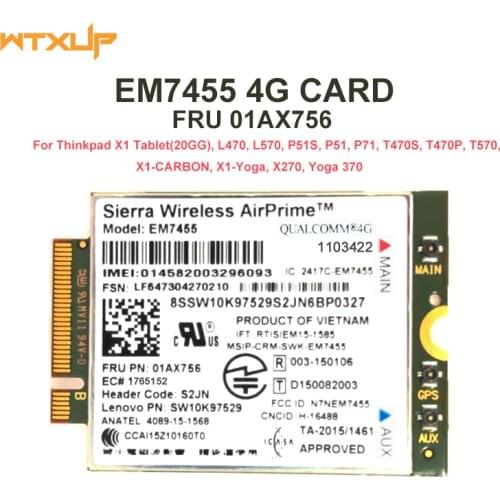 Sierra EM7455 Gobi6000 FRU 01AX756 LTE 3G 4G module for thinkpad X1 Tablet L470 L570 T470S T470P T570 P51 P51S