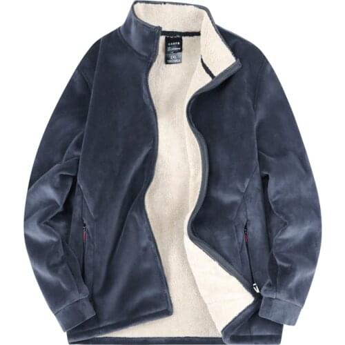 Man Hoodies 2020 New Casual Mens Silver Fox Velvet Standing Collar Plush Coat Leisure Warm Mens Clothing Plus Size 7XL 8XL