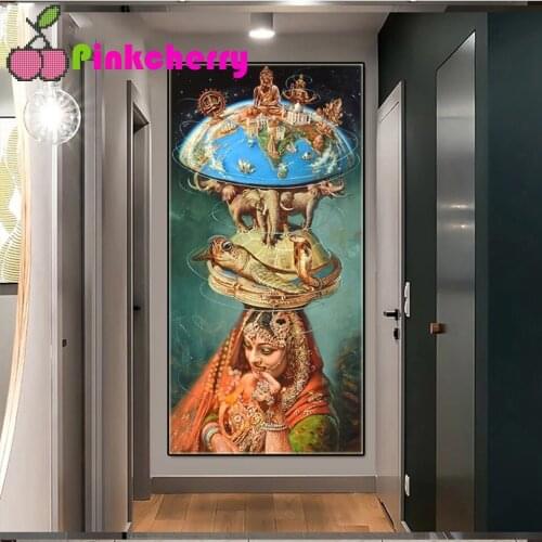 DIY Diamond Painting Earth Turtle Elephant Indian Princess Art Buddhism Full Square Diamond Cross Stitch Mosaic Handmade k819