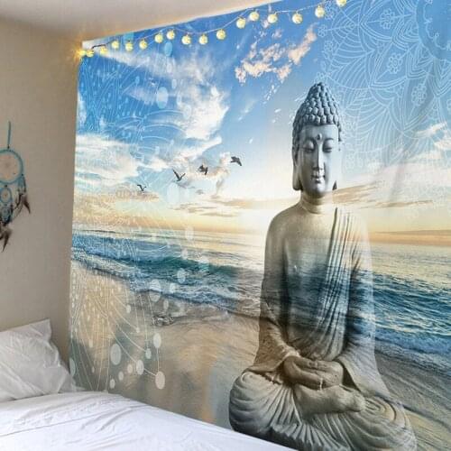 Ocean wall tapestry buddha statue goddess scene mandala wall hanging bohemian home decoration wall decor bedroom boho art carpet