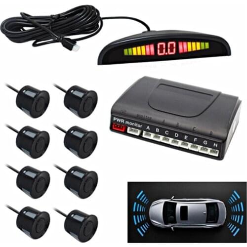 Car Parking Sensor Kit With 8 Sensors LED Display Voice Reverse Backup Radar Monitor Detector Security Alert System Accessories