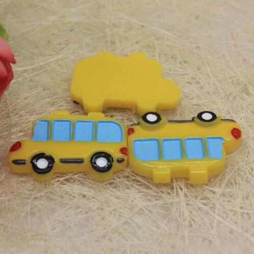 Very Cute Yellow Color 30MM Flat Back Resin School Bus Cabochons For Diy Decor