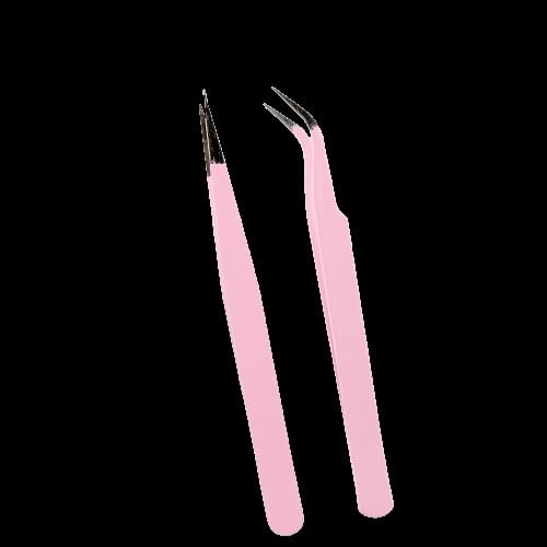 High Tightness Stainless Steel Tweezer Pink Straight Or Bend Tweezer For Eyelash Extensions Nail Art Nippers Plucking Eyebrows