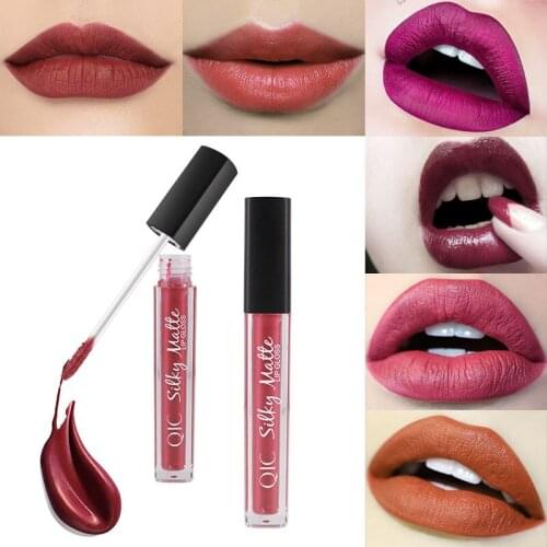 Qic velvet matte liquid lipstick 12 colors smooth silky lip gloss sexy colors batom nude lip paint waterproof lip tatto Q905