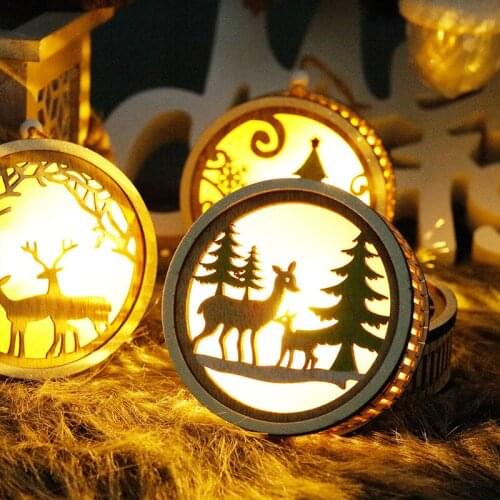 Christmas Decoration LED Creative Christmas Ornaments Home Restaurant Wooden Craftwork Ornaments Christmas Tree Decoration Craft