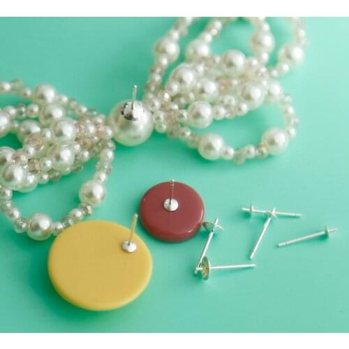 S925 sterling silver earrings cross bowl earrings DIY handmade earrings accessories earrings paste material package