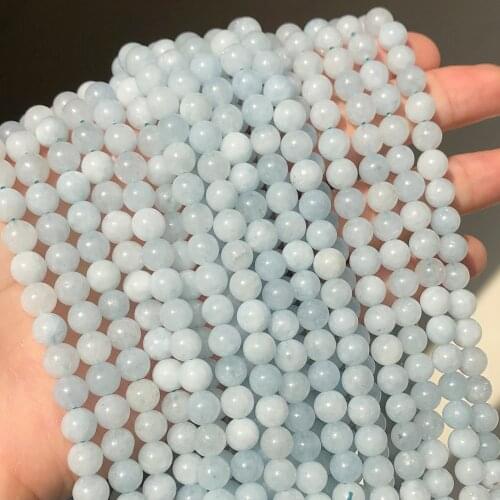 Blue Natural Chalcedony Aquamarines Stone Beads For Jewelry Making Round Jades Beads Diy Bracelet Accessories 6/8/10mm 15