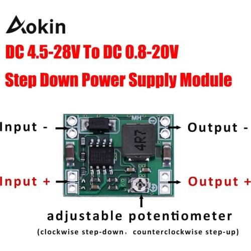 Ultra-Small Mini DC-DC Step Down Power Supply Module 3A Adjustable Buck Converter for Arduino Replace LM2596 24V to 12V 9V 5V 3V