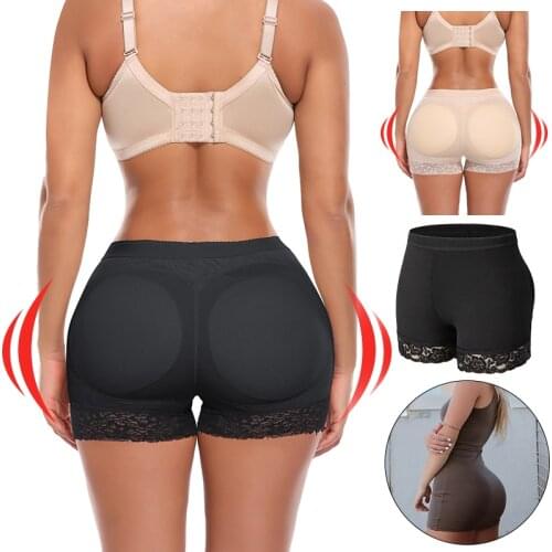 Women High Waist Lace Butt Lifter Body Shaper Tummy Control Panties Boyshort Pad Shorts Hip Enhancer Shapewear