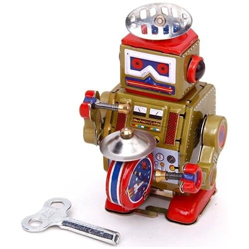 Vintage Wind Up Robot Mechanical Model Clockwork Tin Toy Gift Collectibles