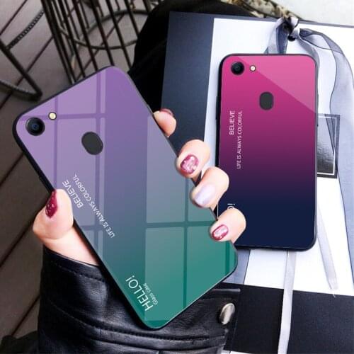 For OPPO F5 Case Luxury Hard Tempered Glass Fashion Gradient Protective Back Cover case For oppo f5 A73 full cover phone shell