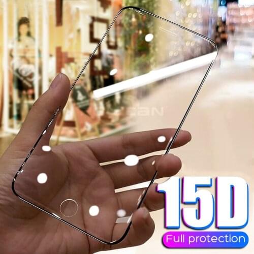 15D Protective Tempered Glass On The For iPhone 6 6s 7 8 Plus X 10 Glass Screen Protector Soft Edge Curved For iPhone XR XS MAX