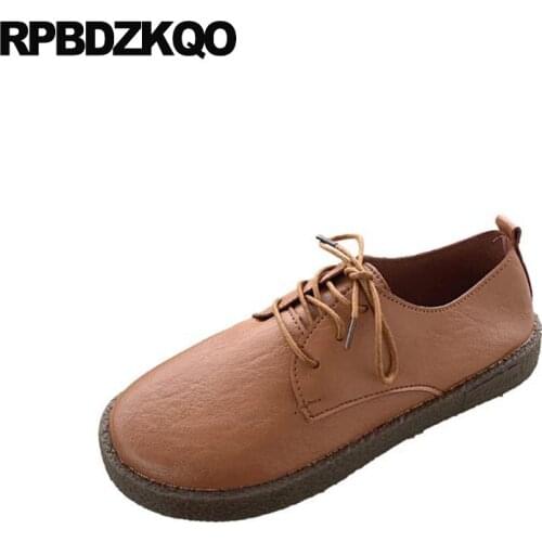 Ladies Black Designer Lace Up Chinese 2021 Women Spring Autumn Flats Casual Round Toe Latest Brown Cheap Shoes China Shallow