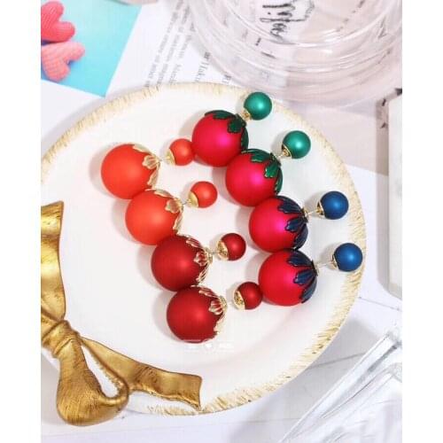 Hot Selling Double Sides Big Pearl Stud Earrings Candy Colors Rubber Big Ball Earrings Women Party Bead Ear Stud Jewelry gift