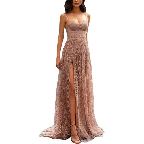 Women Slit Dresses For Women 2021ball Gown Sexy Sleeveless Backless Spaghetti Strap Long Dresses Elegant Vintage Harajuku Robe