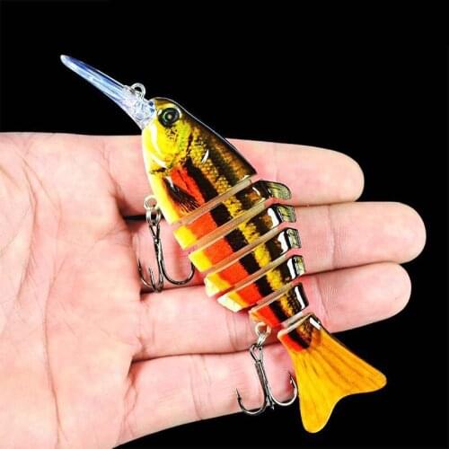 1pc Swimbait 7 Sections Balancer Fishing Lure 11.2cm-4.4"-0.497oz-14g Fishing bait 6# Black Hook Bass Carp Fishing Tackle