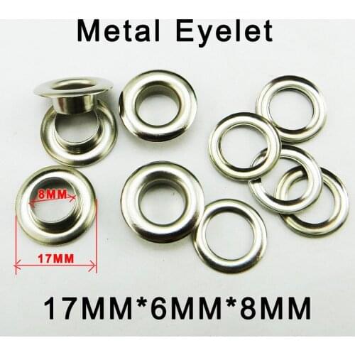 100PCS 17*6*8MM Metal Silver EYELET Button Sewing Clothes Accessory Buttons Handbag Eyelets ME-053